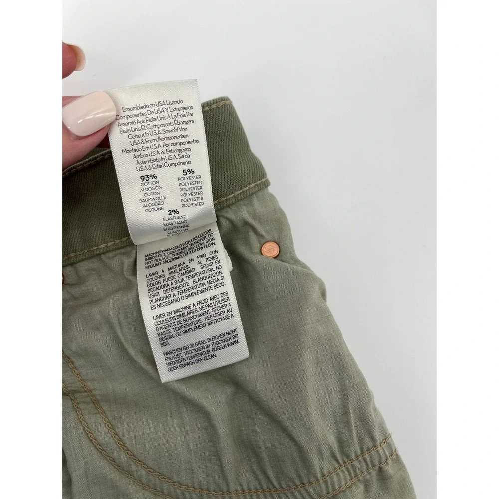 MOTHER High Waisted Smokin Double Ankle Jeans Oil Green‎ Raw Hem Size 32